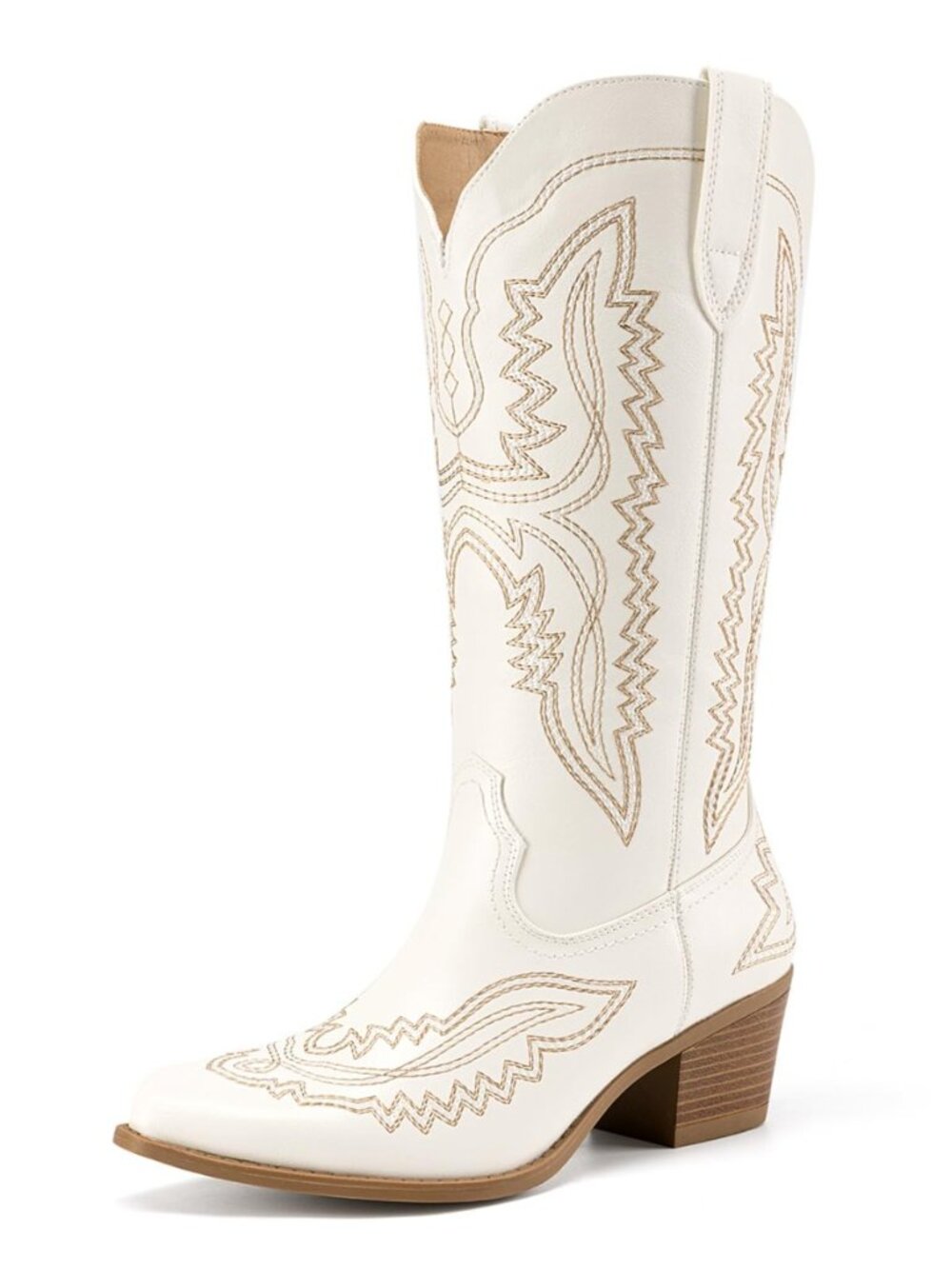 Women's Square Toe Embroidery Western Mid Calf Cowboy Boots